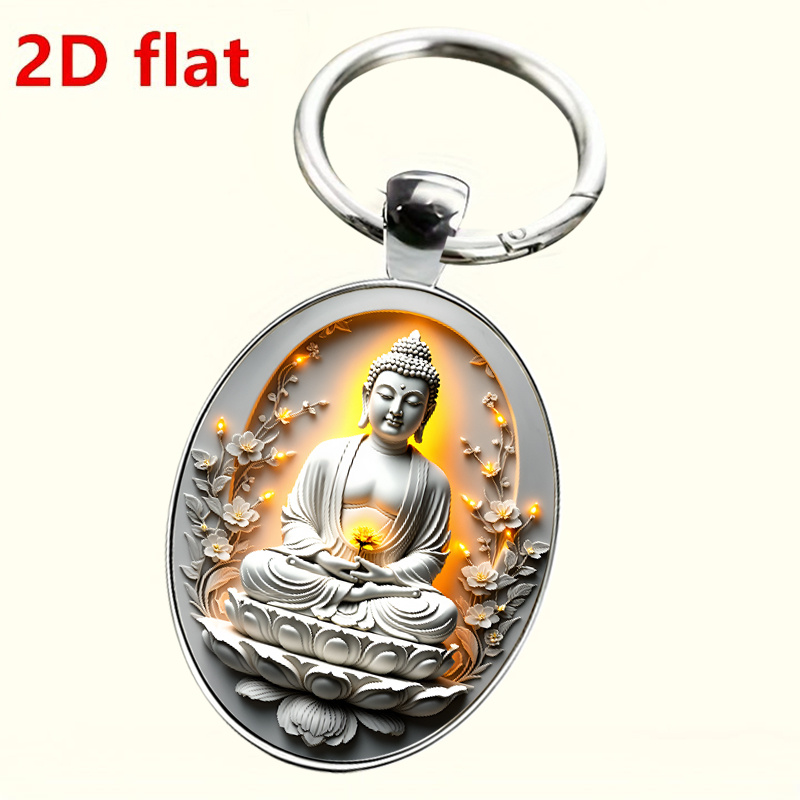 Zen Tranquility Keychain with White Jade Design